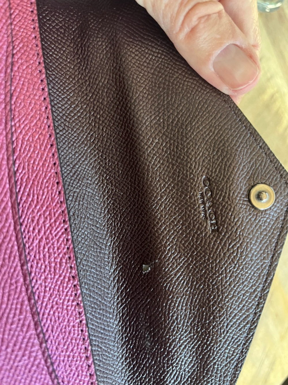 Coach Metallic Plum Leather Envelope Wallet - Picture 4 of 6